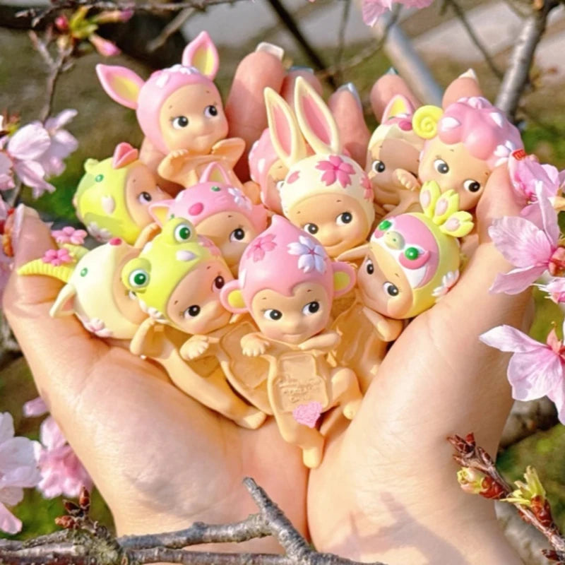 Sonny Angel Hippers Decorative Mini Figures Cherry Blossom Series Blind Box Cute Phone Collectible Toy Gift For Toy Collectors