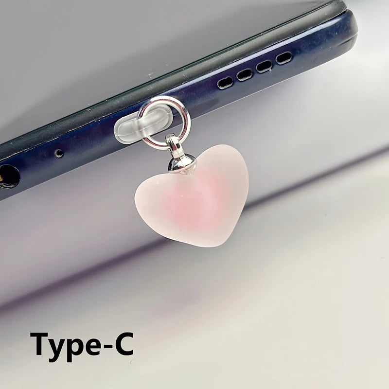 Frosted Heart Shaped Phone Dust Plug Pendant