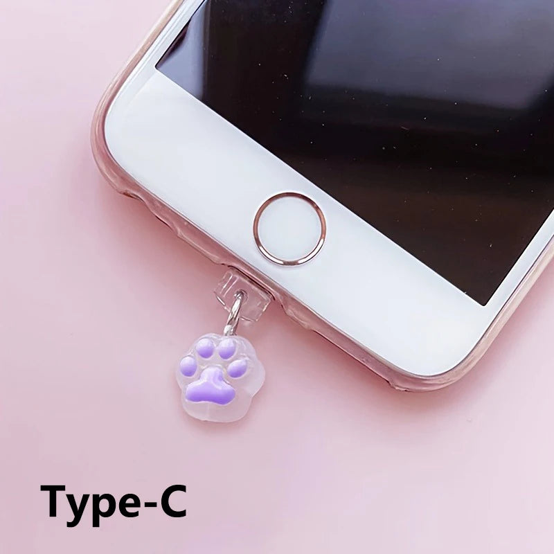 1pc Cute Cat Paw Phone Dust Plug Pendant