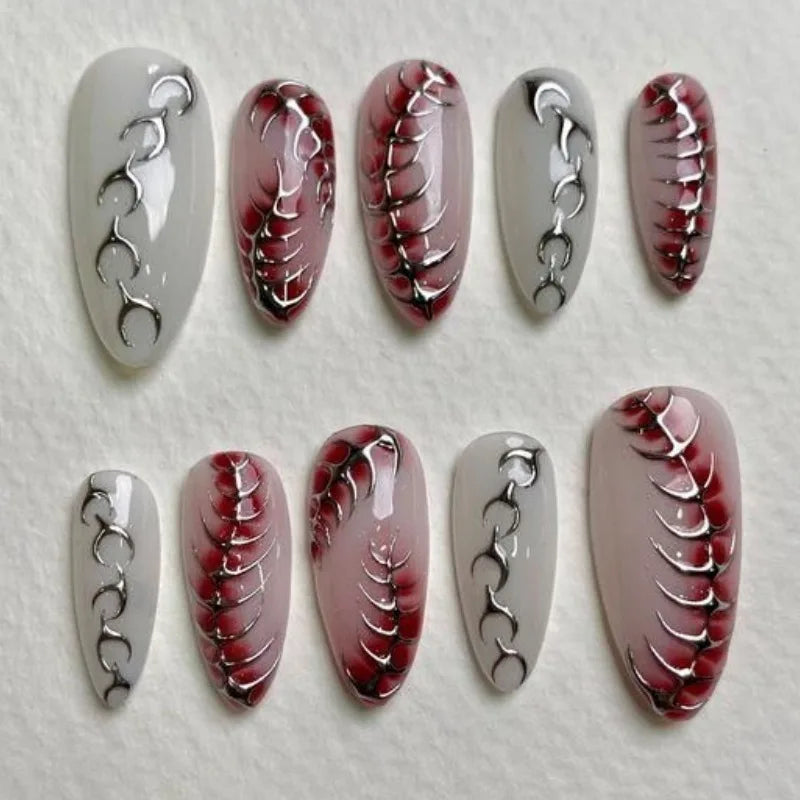 24pcs Sweet & Edgy Metallic Fake Nails