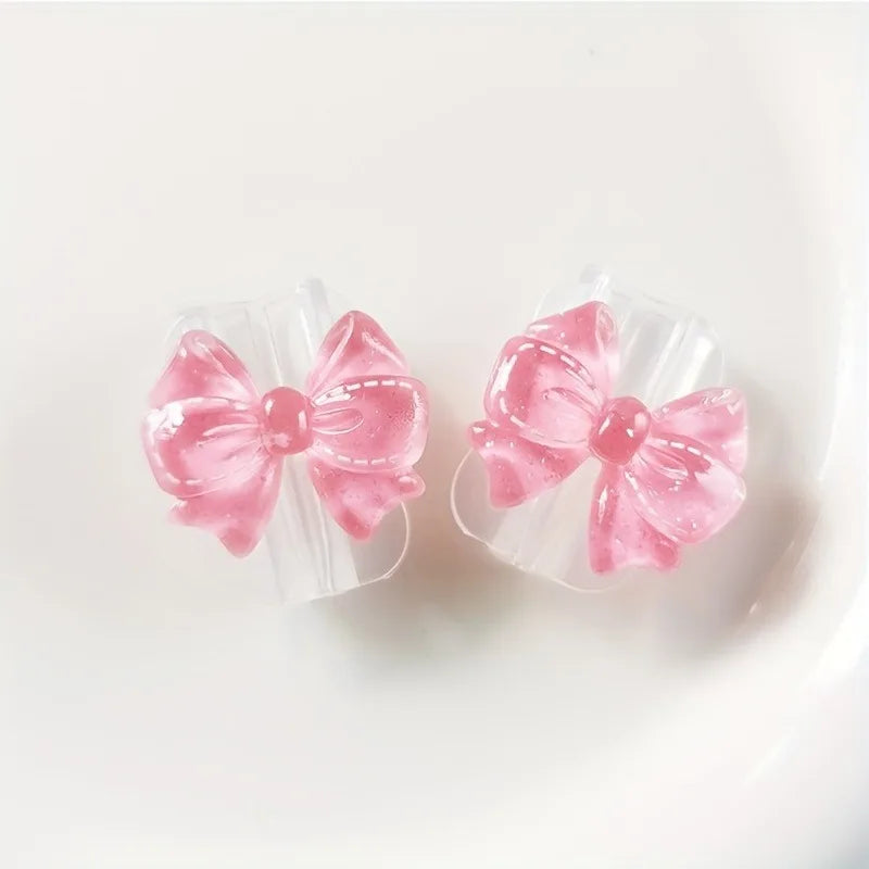 2Pcs Pink Bow Silicone Charger Cable Protector