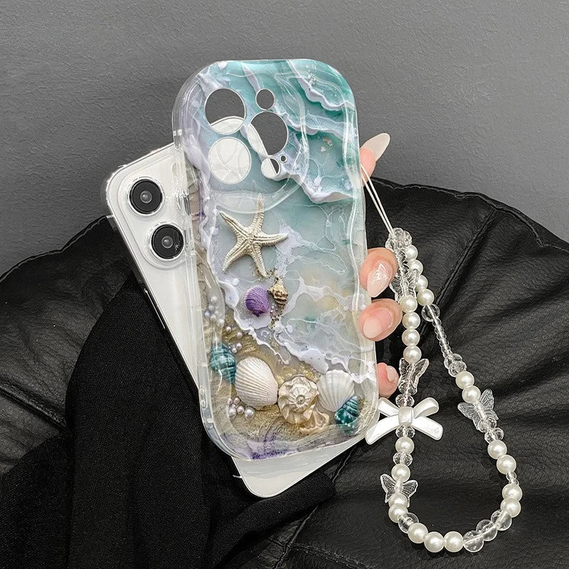 Beach Seashell & Starfish Wavy Phone Case