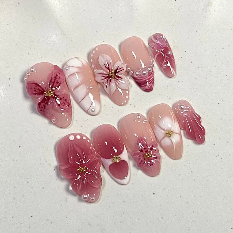 24Pcs Floral Press on Nails