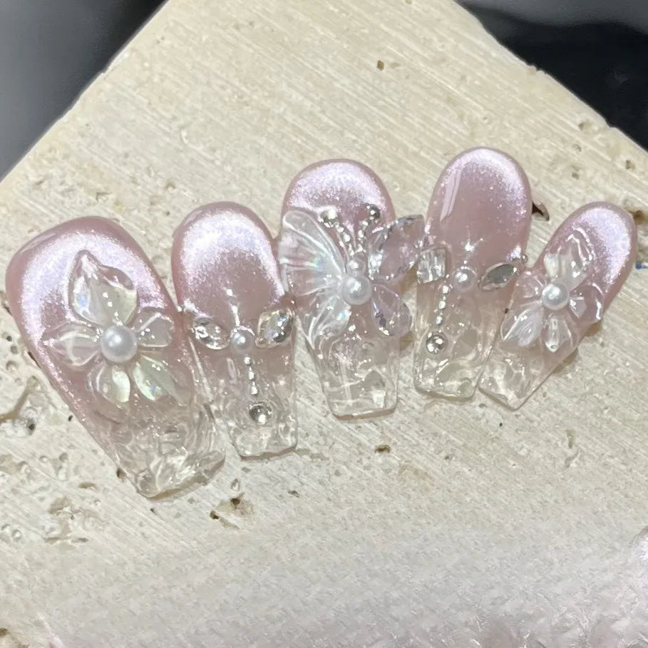Spring 3D Bauhinia Flower Press On Nails