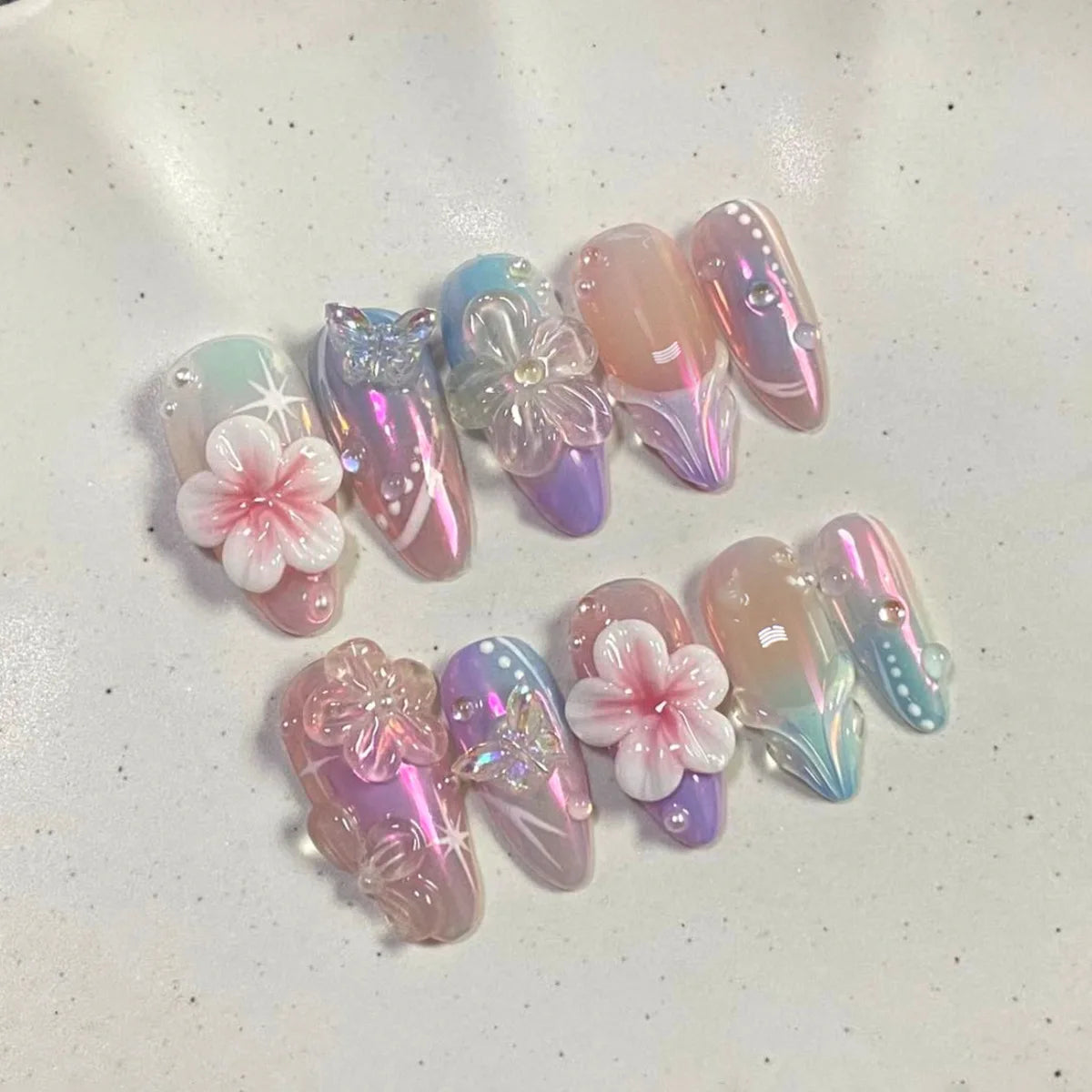 24Pcs Floral Press on Nails