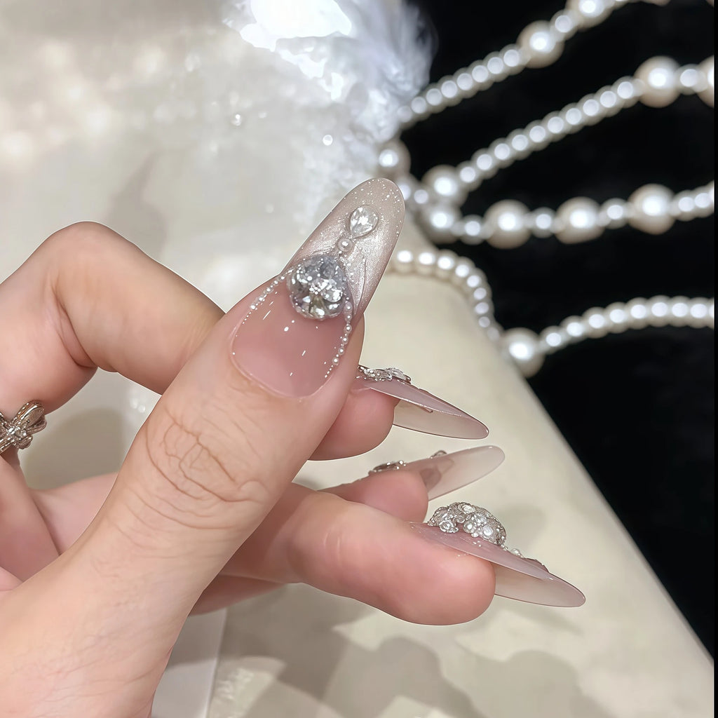 Luxury Zircon Cat Eye Press On Nails