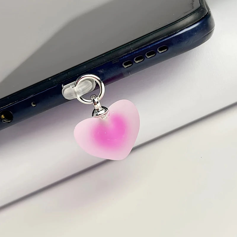 Frosted Heart Shaped Phone Dust Plug Pendant