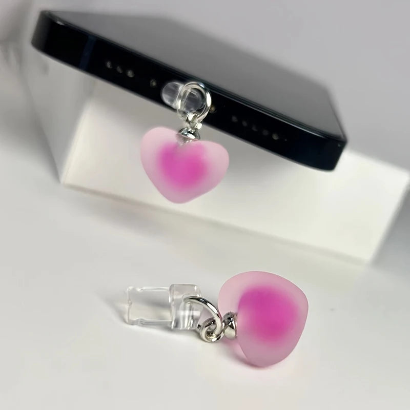 Frosted Heart Shaped Phone Dust Plug Pendant